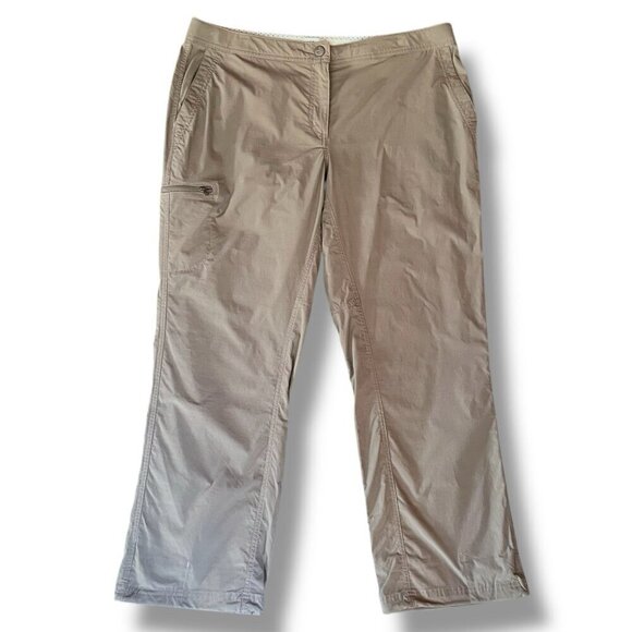 LL Bean Womens Hiking Trail Pant 16 Petite 16P Taupe Nylon Cargo Water Repellant - Picture 1 of 7